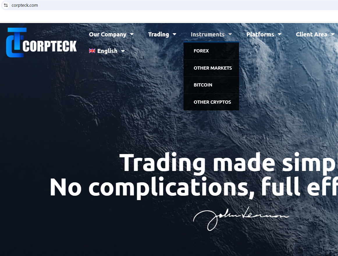 Corpteck отзывы о брокере — полное разоблачение
